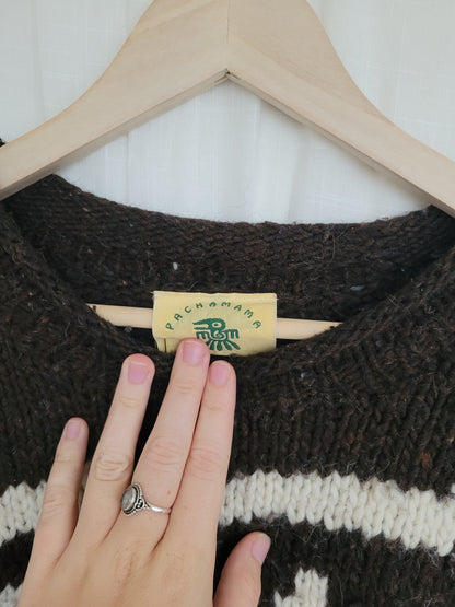 🍂 Under Bare Branches - vintage dark brown Pachamama knit with tree image - size XXL