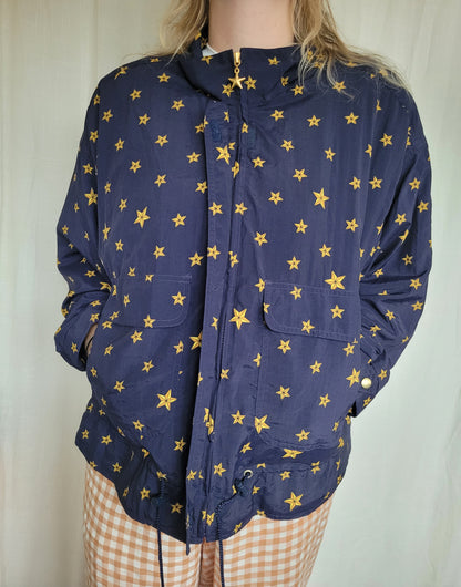 ✨ Chasing Constellations - vintage dark blue jacket with star pattern - size XL