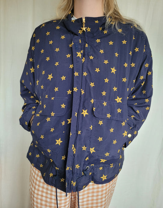✨ Chasing Constellations - vintage dark blue jacket with star pattern - size XL