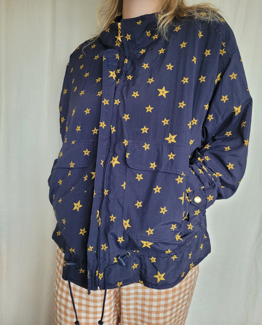 ✨ Chasing Constellations - vintage dark blue jacket with star pattern - size XL