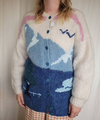☁️ The Sky Between Us - vintage knitted cardigan with moutain landscape - size M/L