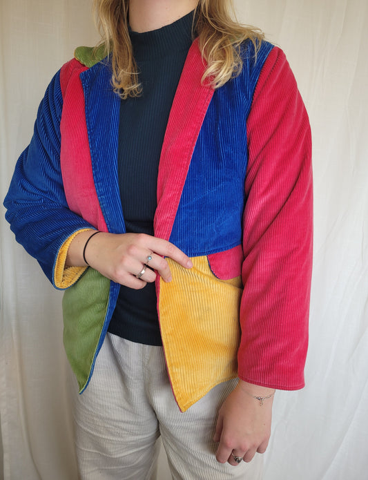 🎨 Primary Playground - vintage bright colored corduroy jacket - size S/M