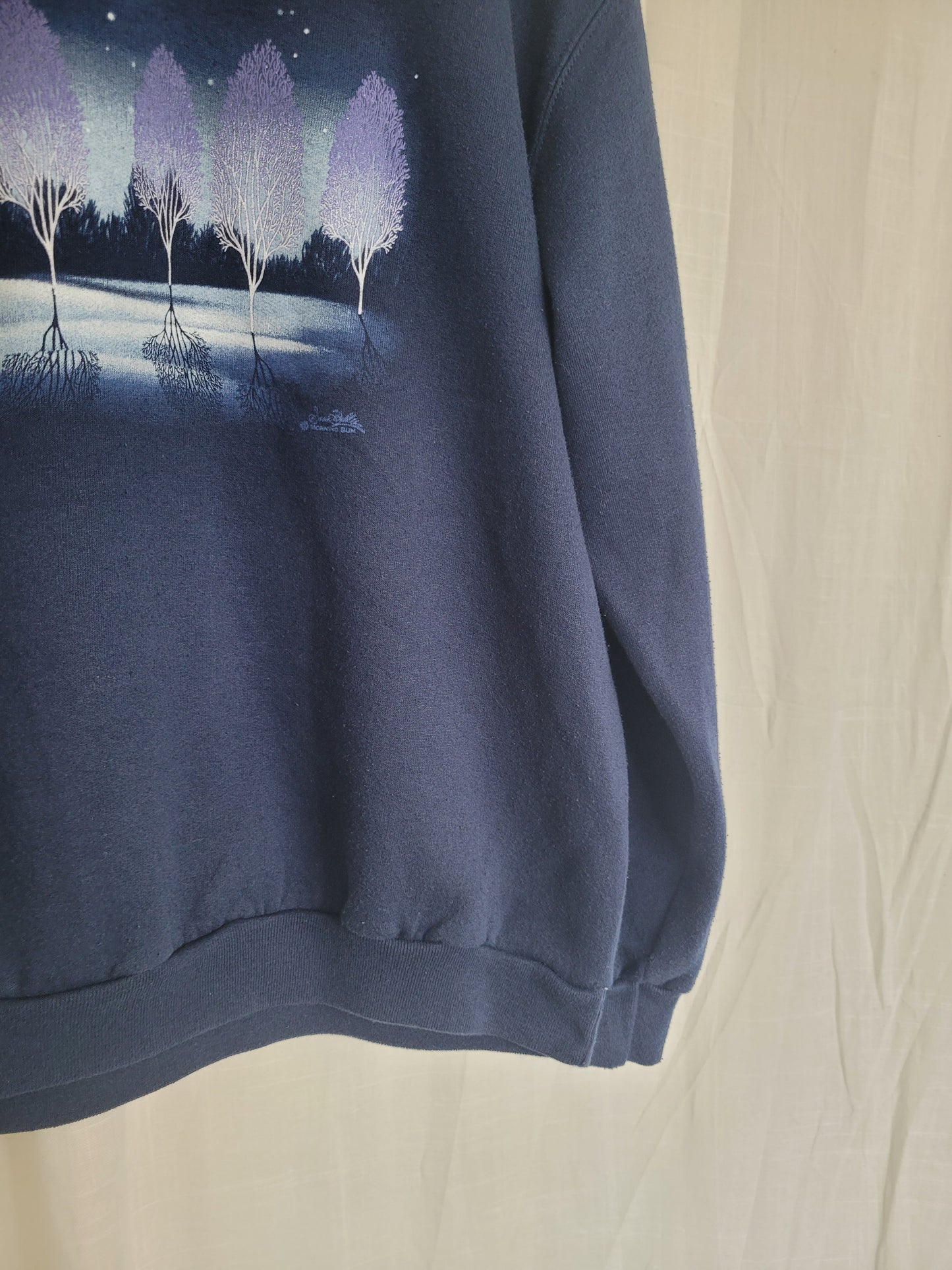 ✨ Under Falling Stars - vintage crewneck sweater with tree landscape and falling star - size M