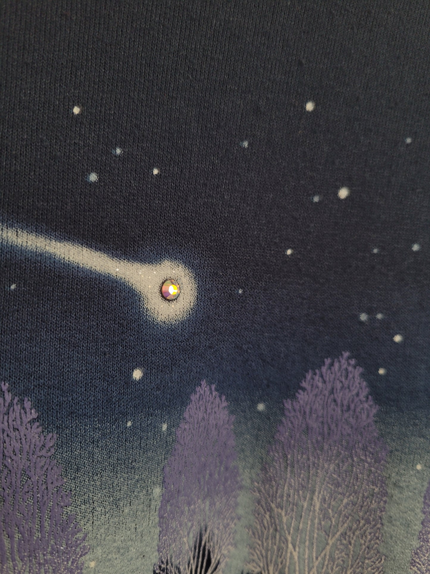 ✨ Under Falling Stars - vintage crewneck sweater with tree landscape and falling star - size M