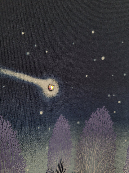 ✨ Under Falling Stars - vintage crewneck sweater with tree landscape and falling star - size M