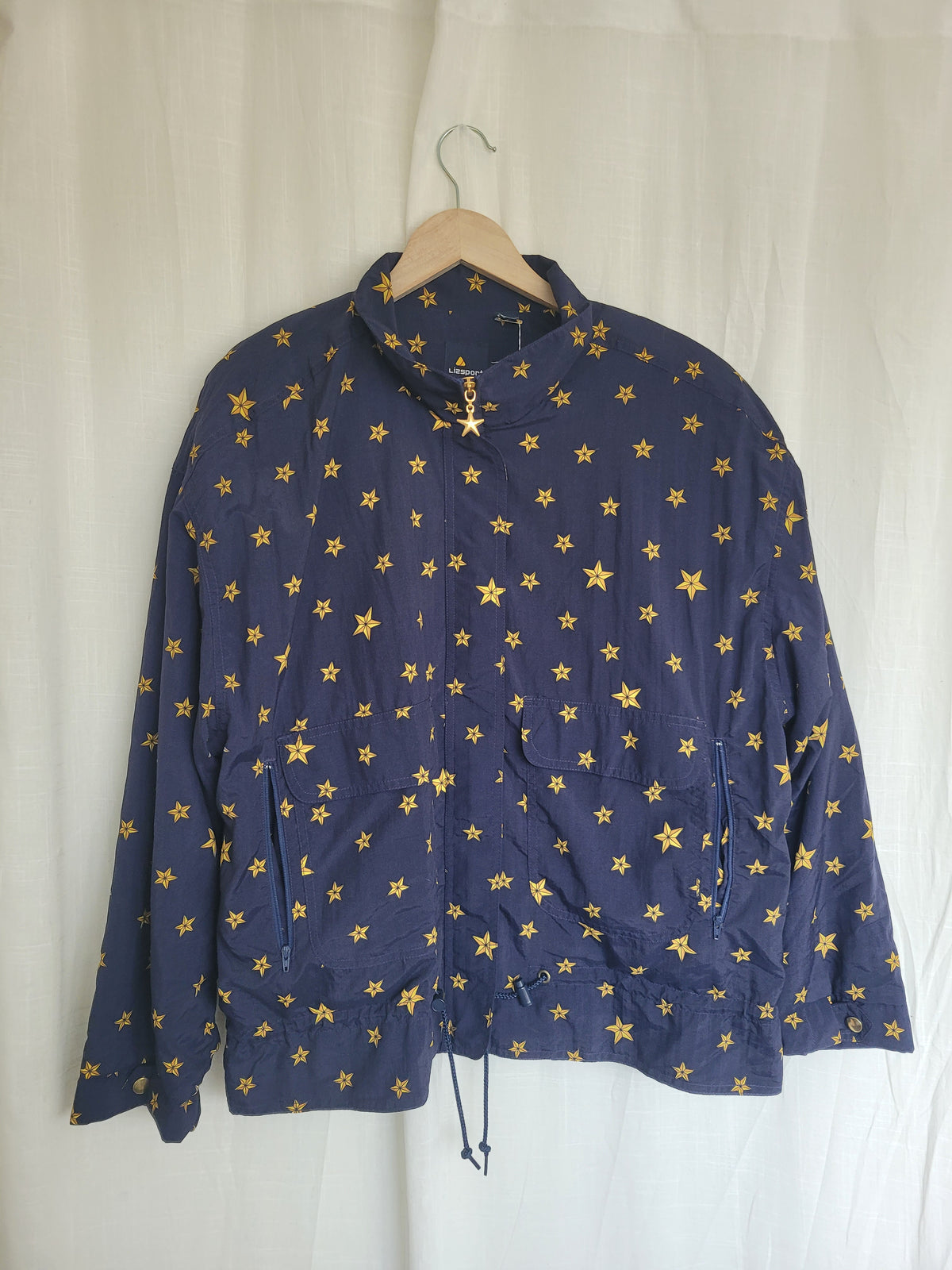 ✨ Chasing Constellations - vintage dark blue jacket with star pattern - size XL