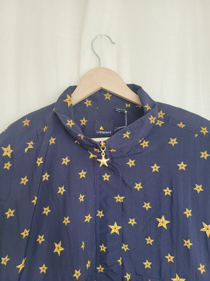 ✨ Chasing Constellations - vintage dark blue jacket with star pattern - size XL