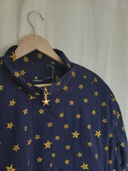 ✨ Chasing Constellations - vintage dark blue jacket with star pattern - size XL