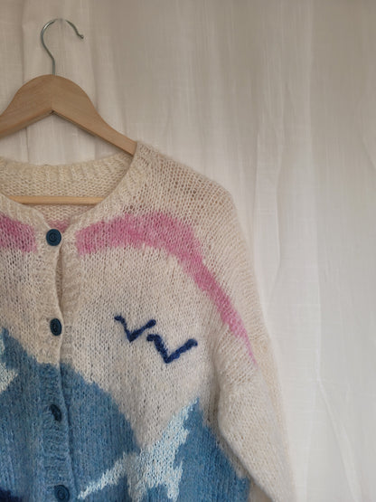☁️ The Sky Between Us - vintage knitted cardigan with moutain landscape - size M/L