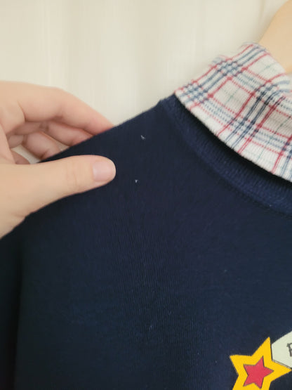 💙 A+ Sweater Club - vintage crewneck sweater with school themed images - size L