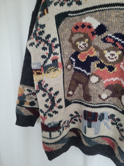 🧸 The Beary Best Days - vintage knitted sweater with the cutest bear image - size L