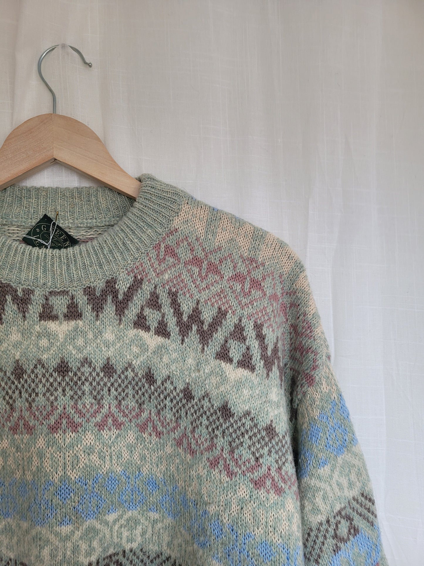 🔶 Hearthside Check & Zigzag - vintage knitted grandpa sweater - size XL