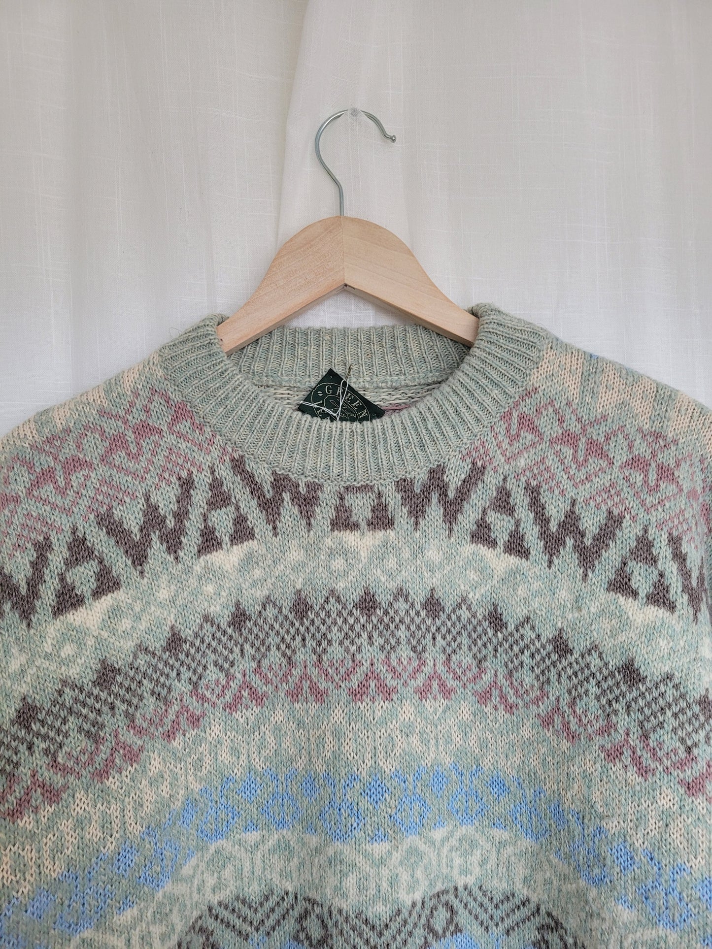 🔶 Hearthside Check & Zigzag - vintage knitted grandpa sweater - size XL