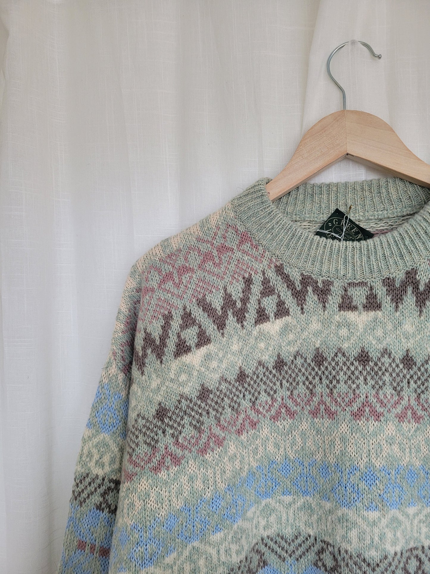 🔶 Hearthside Check & Zigzag - vintage knitted grandpa sweater - size XL