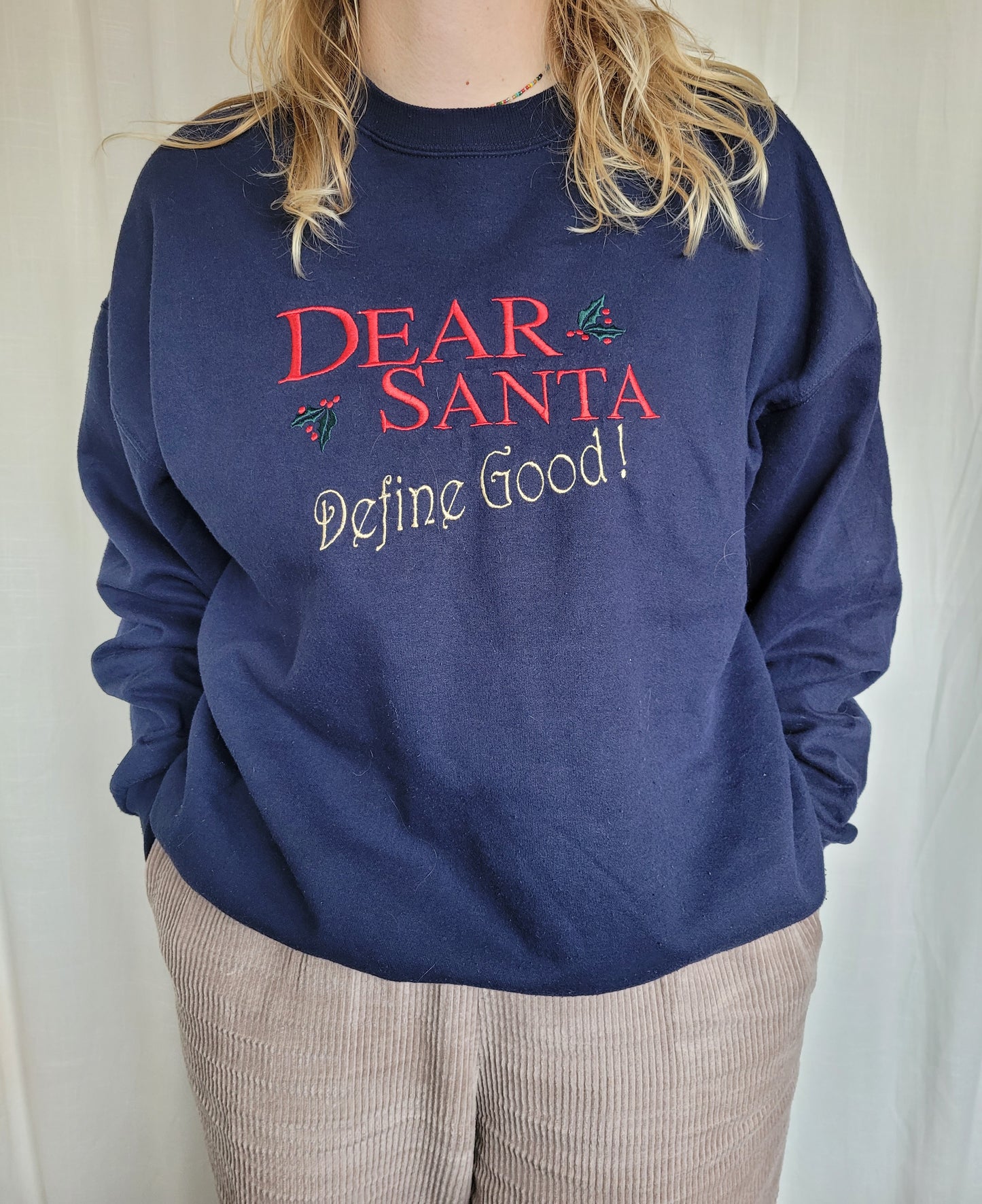 ❄️ Dear Santa… - vintage crewneck sweater with embroidered text - size XL