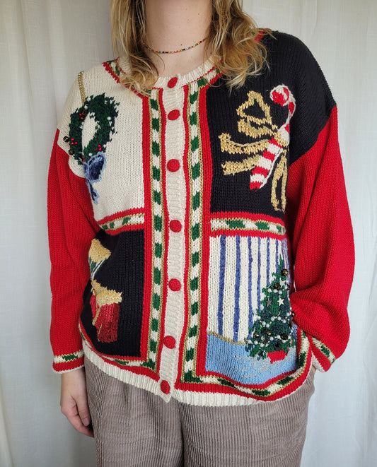 🎁 Four Tales of Christmas - vintage Christmas cardigan - size L
