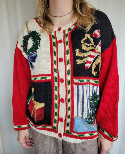 🎁 Four Tales of Christmas - vintage Christmas cardigan - size L