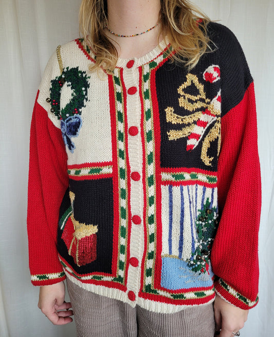 🎁 Four Tales of Christmas - vintage Christmas cardigan - size L