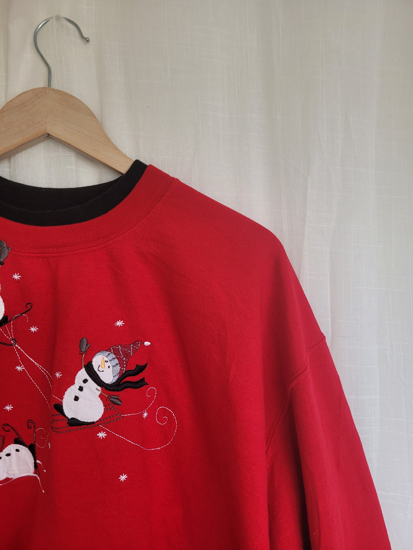 🎿 Slopeside Snowday - vintage crewneck sweater with skying snowmen - size XXL/XXXL