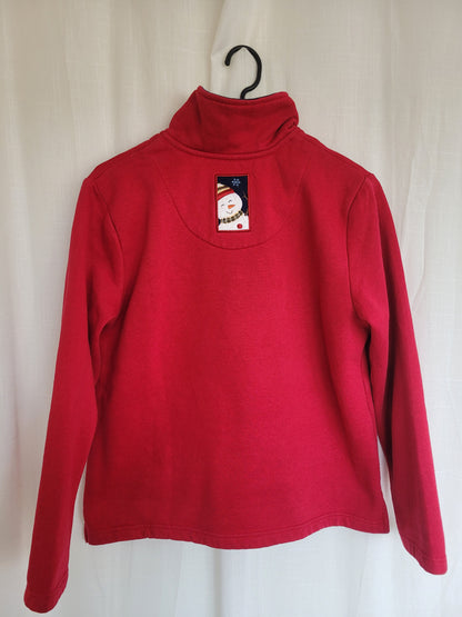 ❄️ Frosty Trio - vintage crewneck with zipper and embroidered snowmen - size S