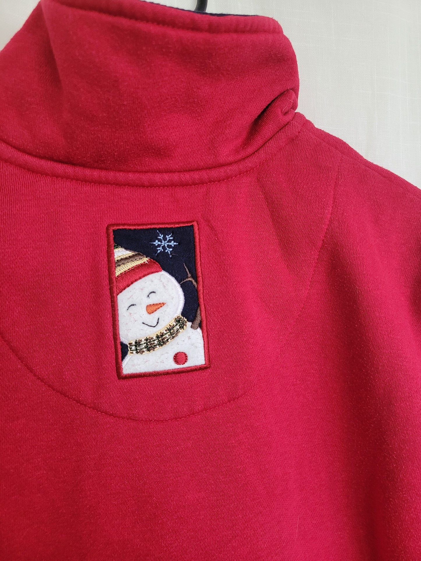 ❄️ Frosty Trio - vintage crewneck with zipper and embroidered snowmen - size S