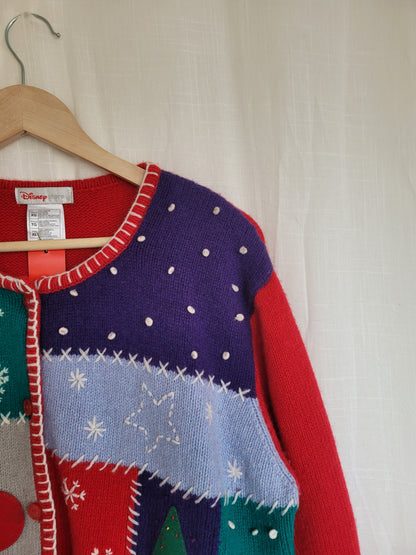 ✨ Mickey’s Snowday - vintage knitted Mickey Mouse snowman cardigan - size XL
