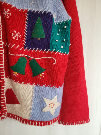 ✨ Mickey’s Snowday - vintage knitted Mickey Mouse snowman cardigan - size XL