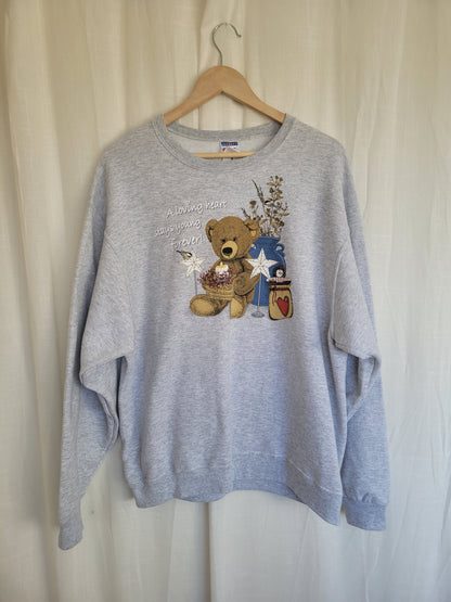 🧸 A Teddy’s Christmas Wish - vintage crewneck sweater with cute print - size L