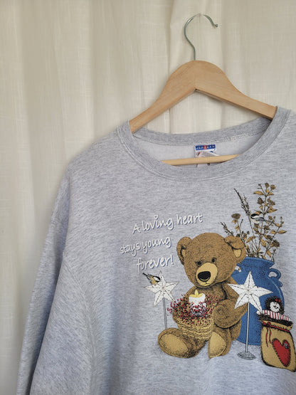 🧸 A Teddy’s Christmas Wish - vintage crewneck sweater with cute print - size L