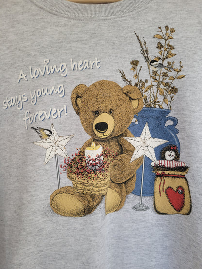 🧸 A Teddy’s Christmas Wish - vintage crewneck sweater with cute print - size L