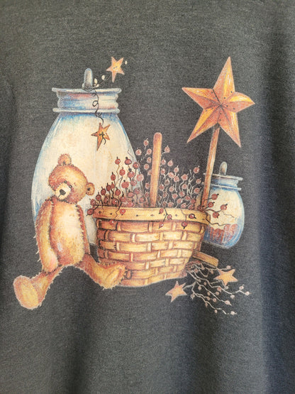 ✨ Twinkle Little Star - vintage crewneck sweater with rustic print - size L/XL
