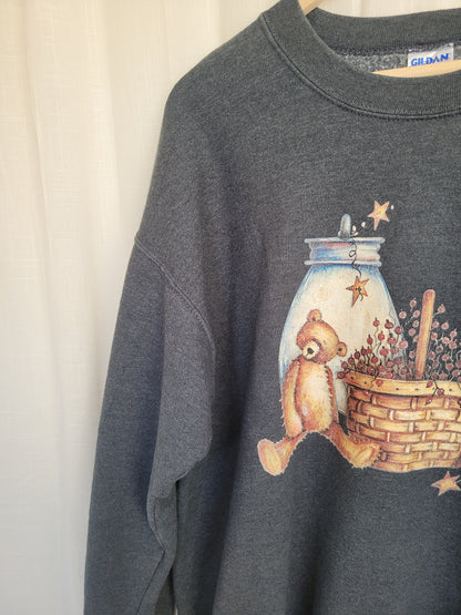 ✨ Twinkle Little Star - vintage crewneck sweater with rustic print - size L/XL