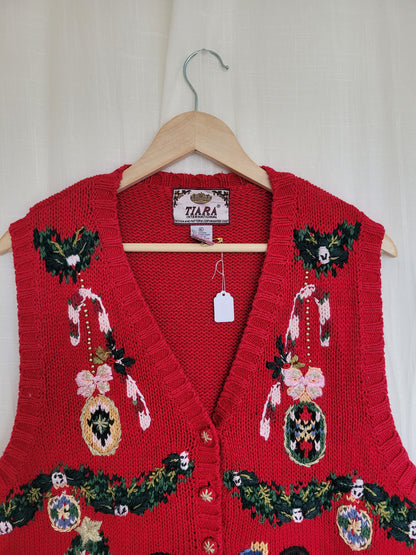 ✨ The Little Christmas Guards - vintage knitted vest with Christmas images - size L