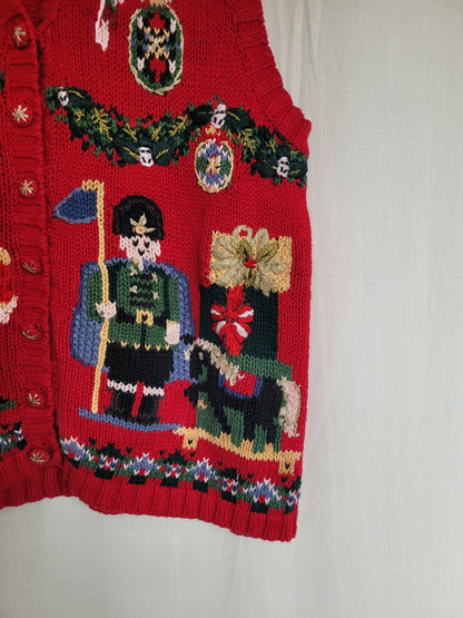 ✨ The Little Christmas Guards - vintage knitted vest with Christmas images - size L