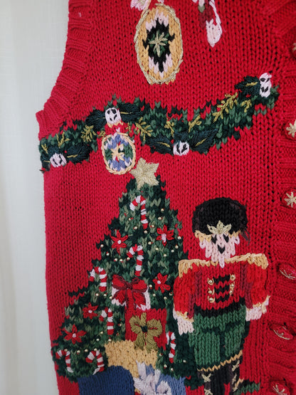 ✨ The Little Christmas Guards - vintage knitted vest with Christmas images - size L