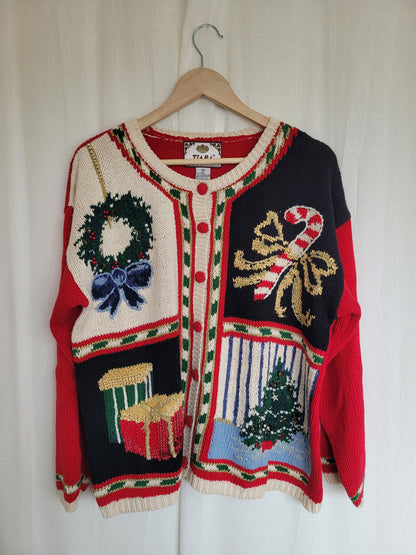 🎁 Four Tales of Christmas - vintage Christmas cardigan - size L