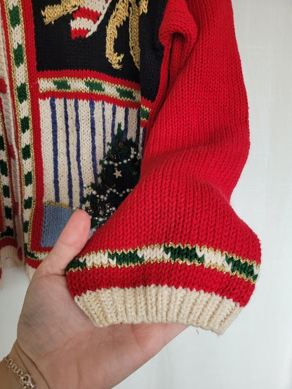 🎁 Four Tales of Christmas - vintage Christmas cardigan - size L