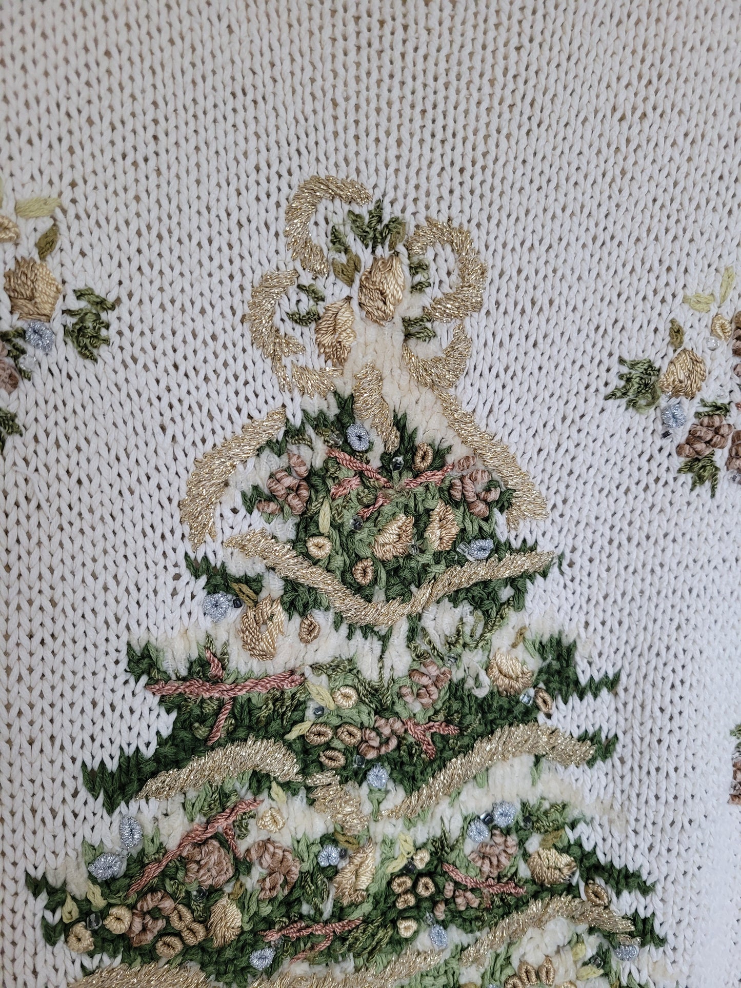 🎶 O Christmas Tree, O Christmas Tree - vintage knitted Christmas sweater with Christmas tree - size L/XL