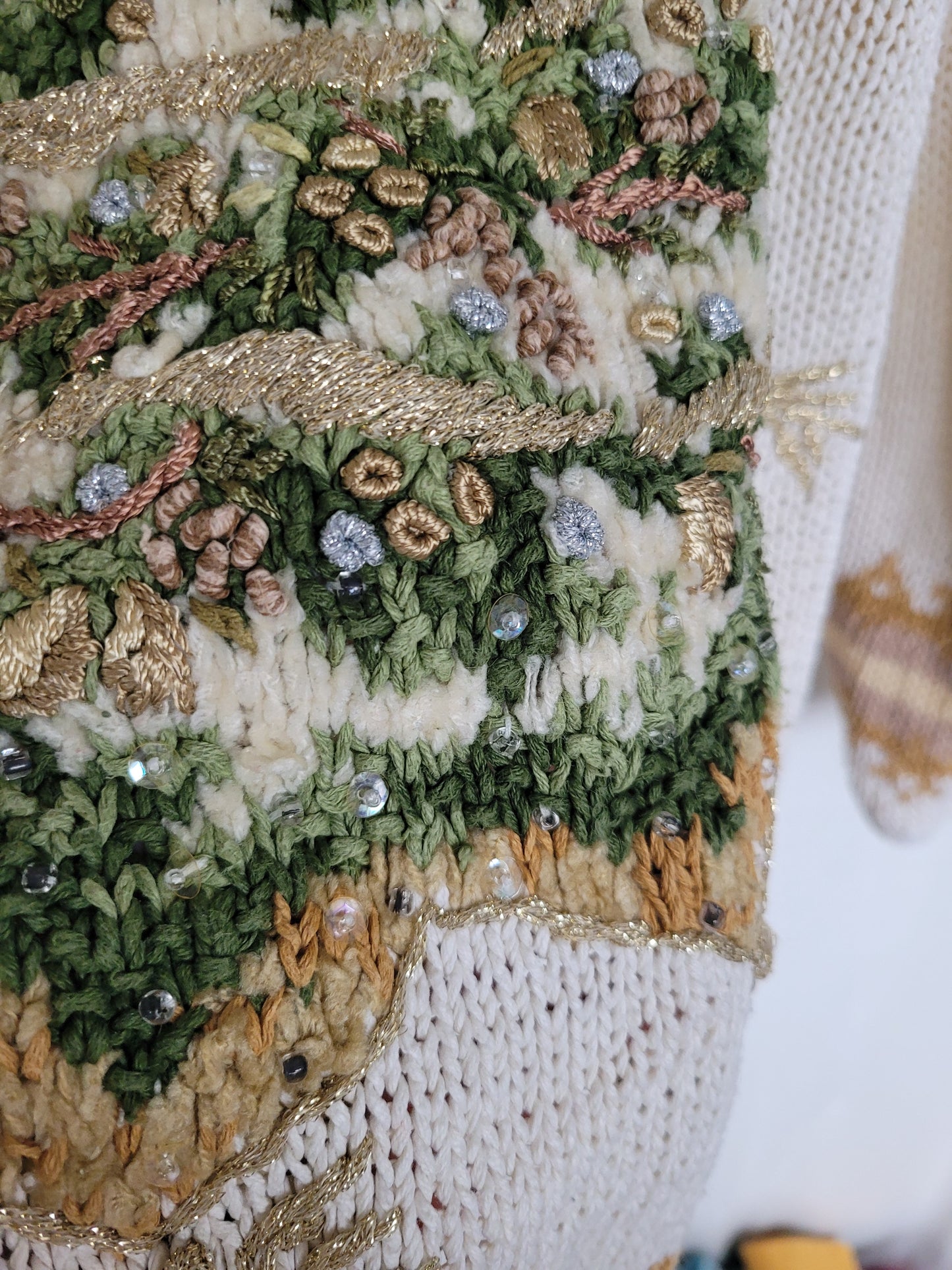 🎶 O Christmas Tree, O Christmas Tree - vintage knitted Christmas sweater with Christmas tree - size L/XL