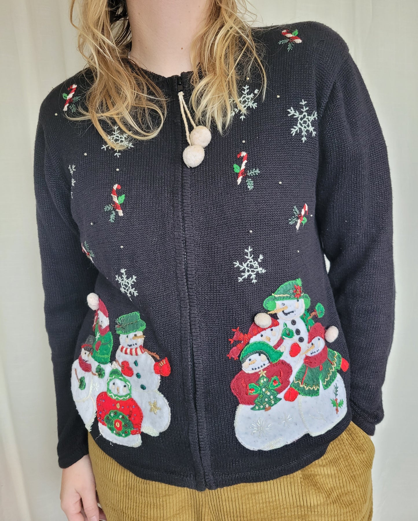 ❄️ Frosty Parade - vintage cardigan with snowmen - size M/L