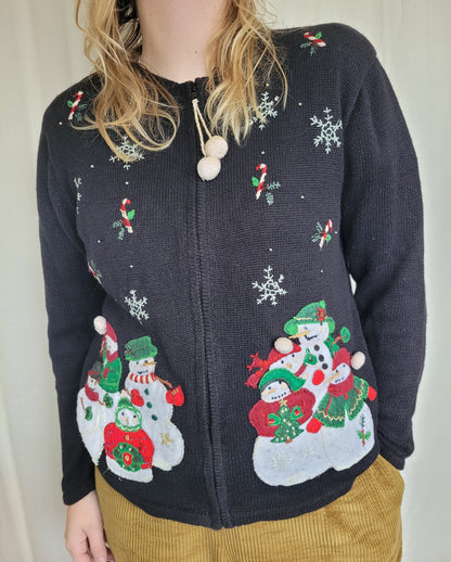 ❄️ Frosty Parade - vintage cardigan with snowmen - size M/L