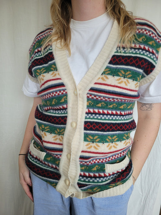 🌈 Pocketful of Patterns -  vintage colorful spencer - size M