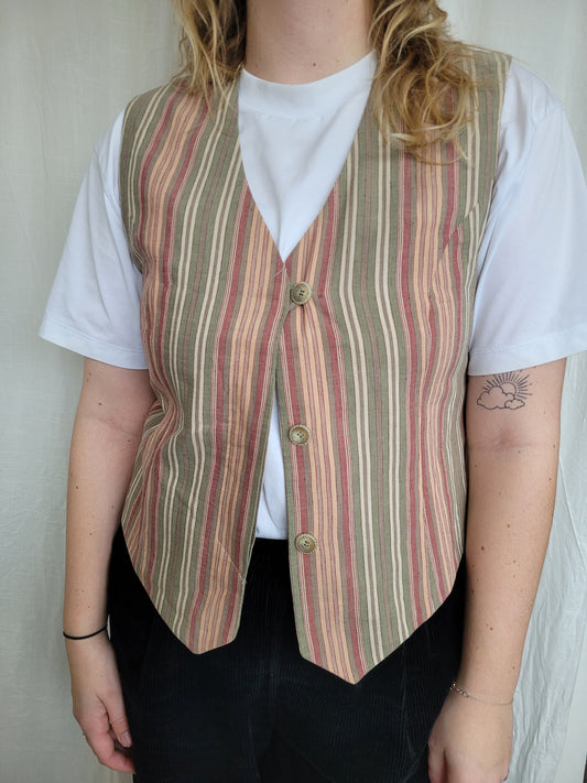 🌿 The Quiet Statement - vintage gilet with striped pattern - size M