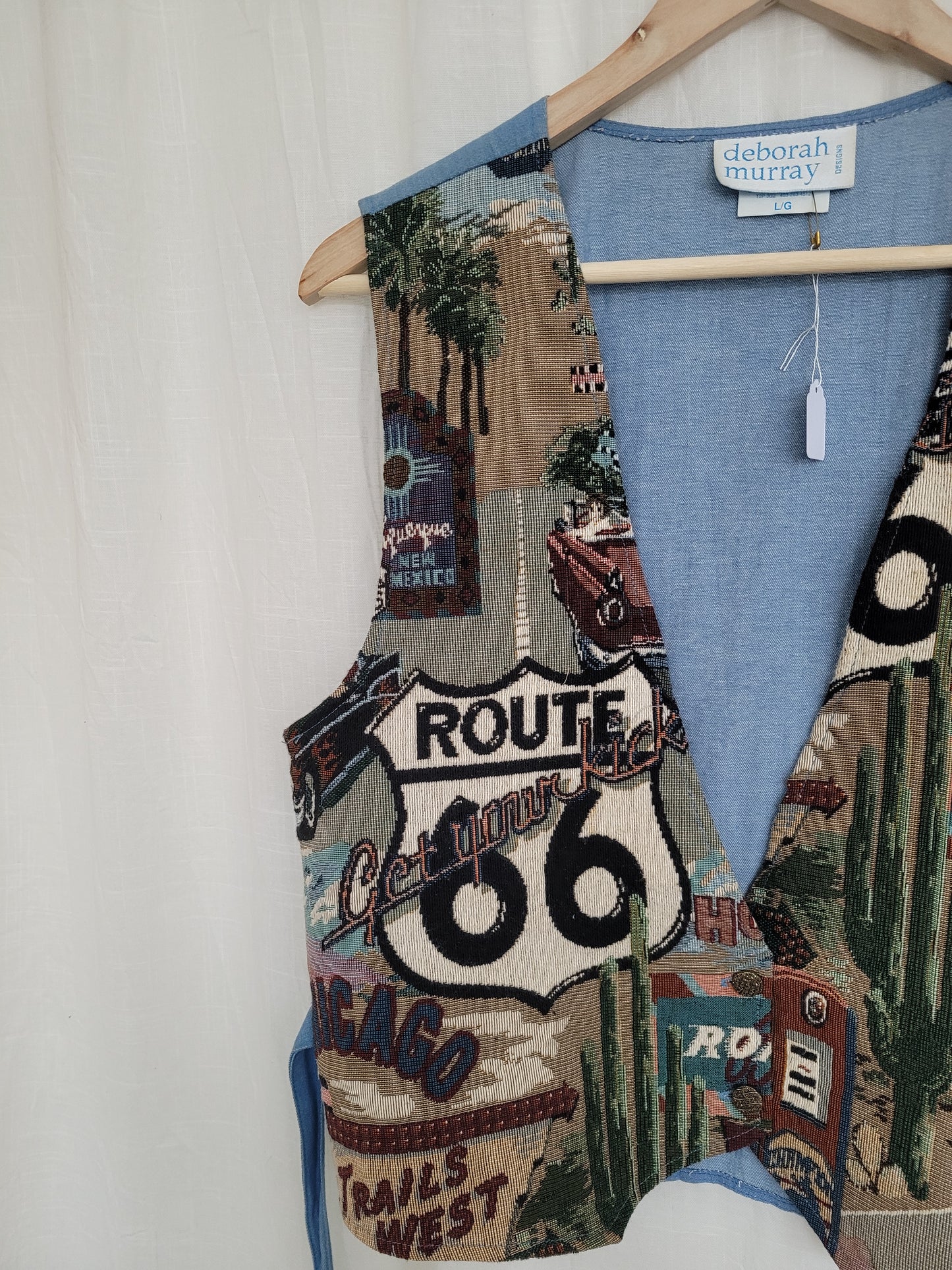 🇺🇸 American Postcard - vintage tapestry vest with American details - size L