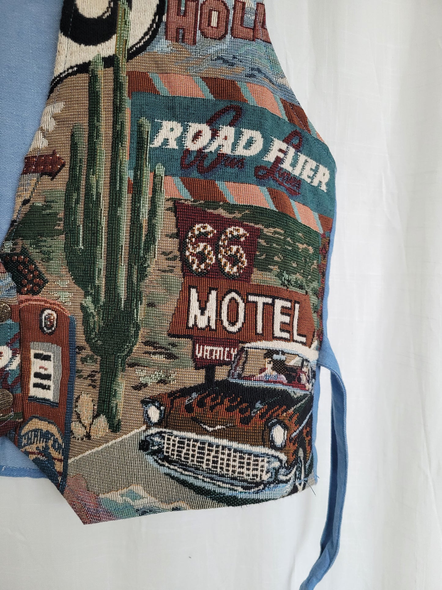 🇺🇸 American Postcard - vintage tapestry vest with American details - size L