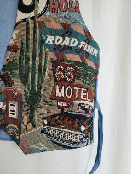 🇺🇸 American Postcard - vintage tapestry vest with American details - size L