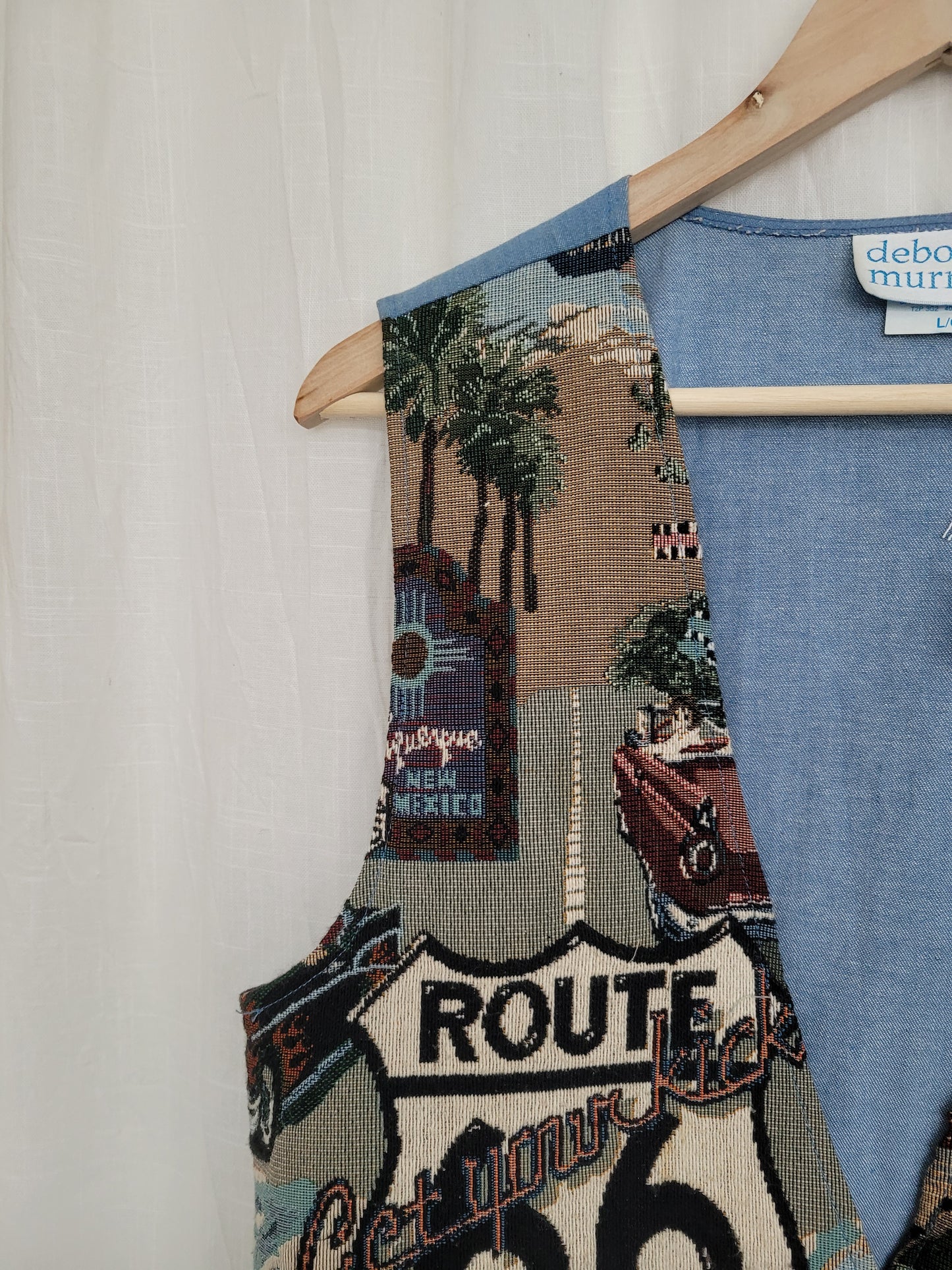 🇺🇸 American Postcard - vintage tapestry vest with American details - size L