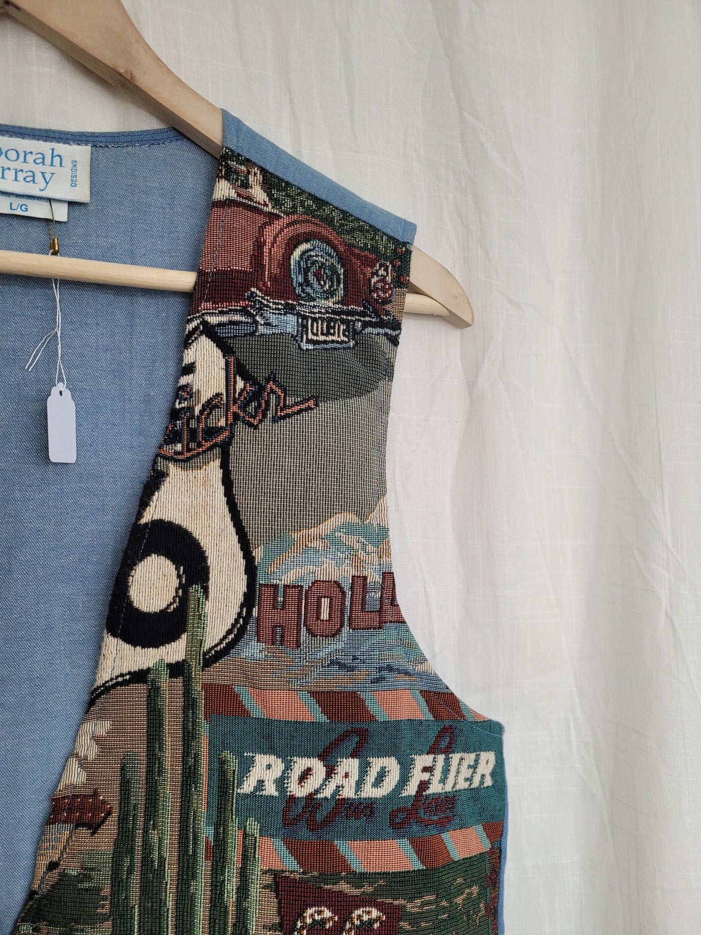 🇺🇸 American Postcard - vintage tapestry vest with American details - size L