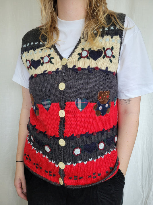 ❤️ Bear Hugs - vintage spencer with embroidery and patchwork details - size S/M