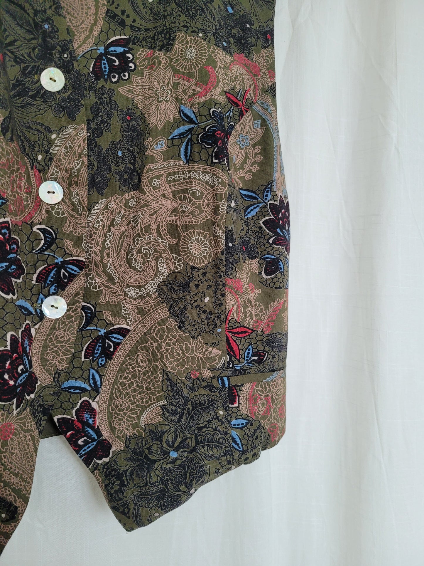 💚 The Velvet Meadow - vintage vest with paisley and flower patterns - size M
